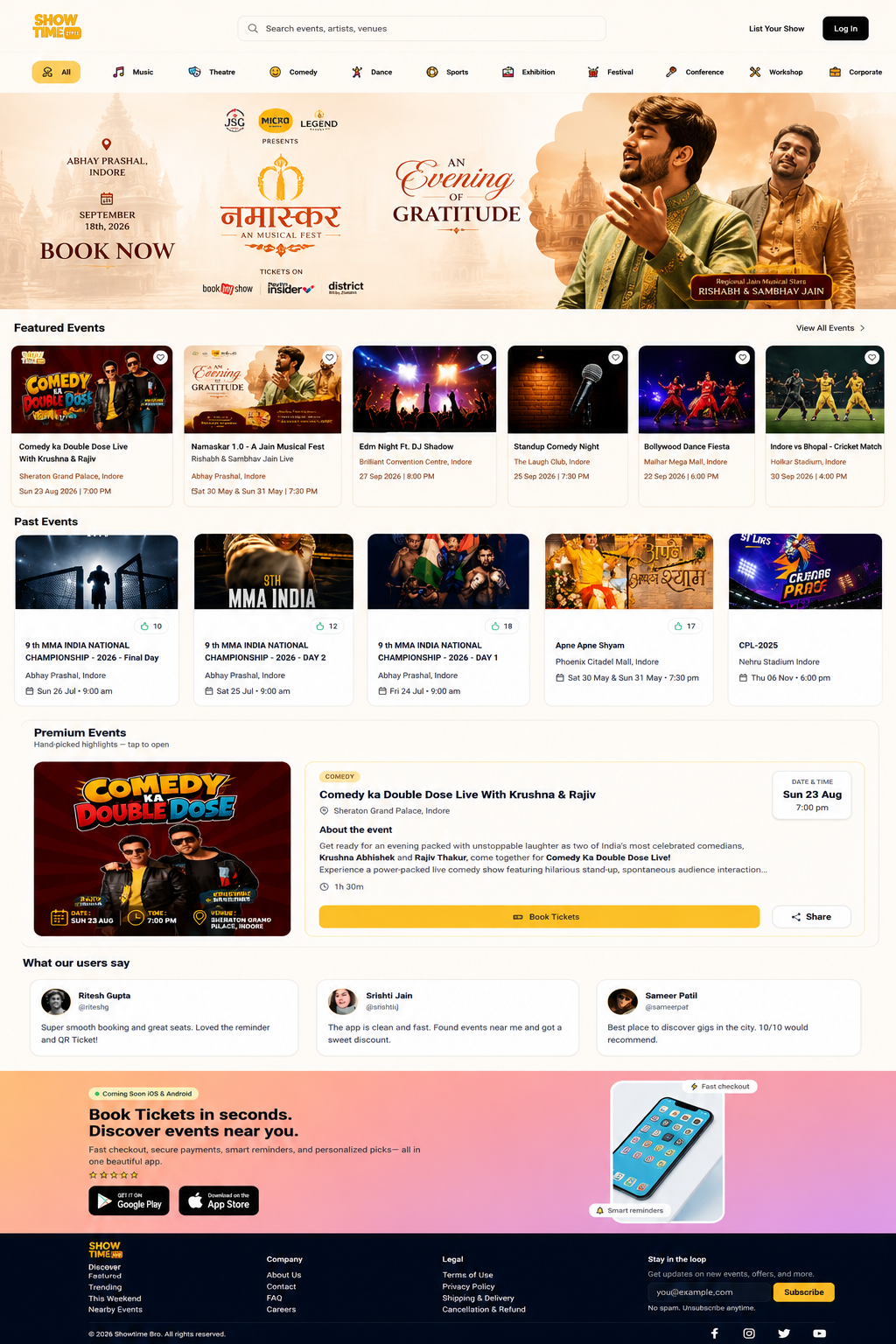 ShowTimeBro organizer dashboard